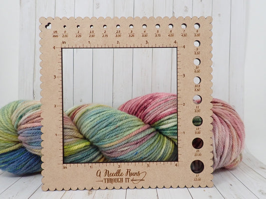 4" Knitting Needle Gauge & Square Swatch ruler Combination