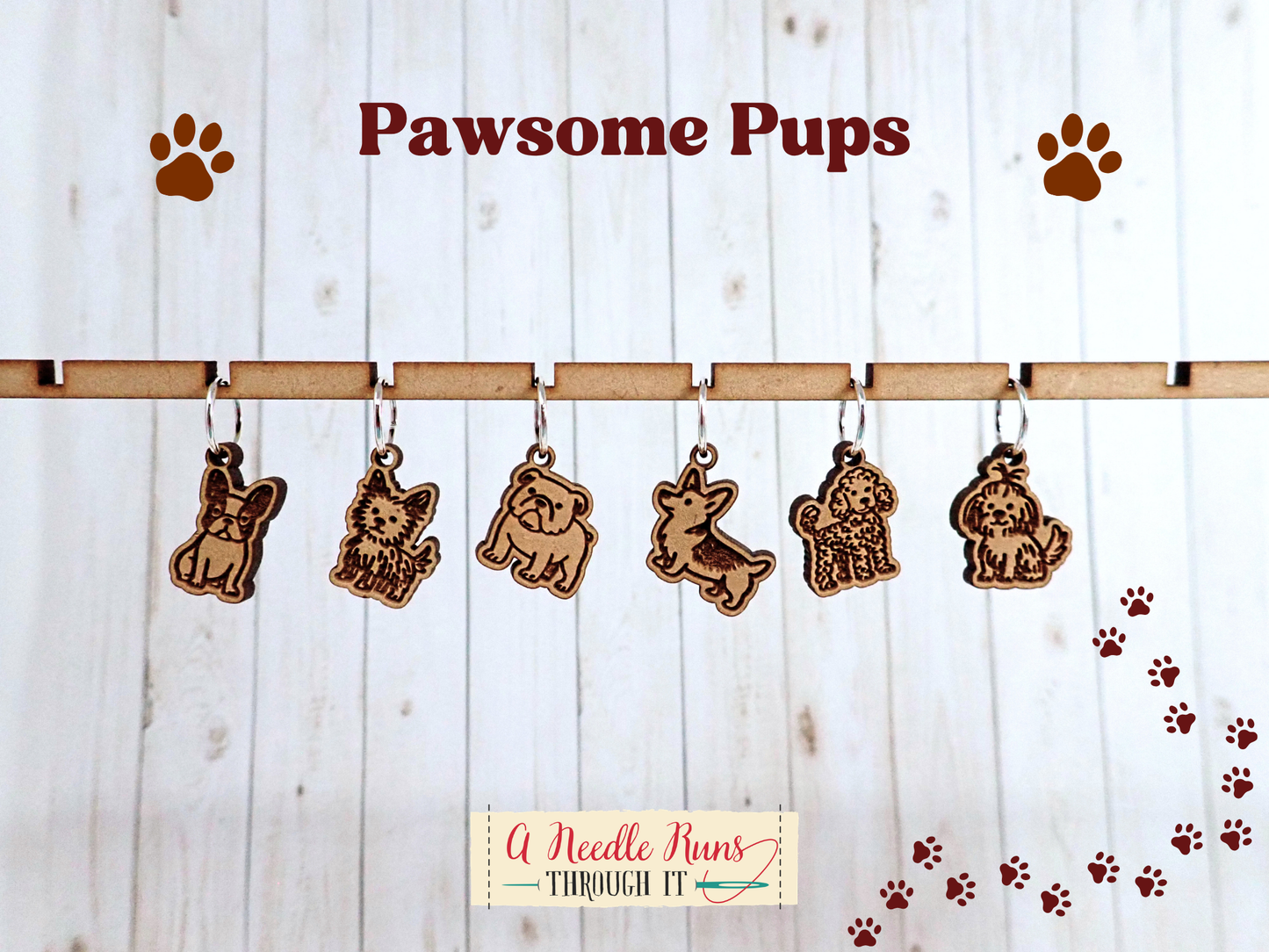 Pawsome Pups, dogs - Stitch Markers (set of 6)
