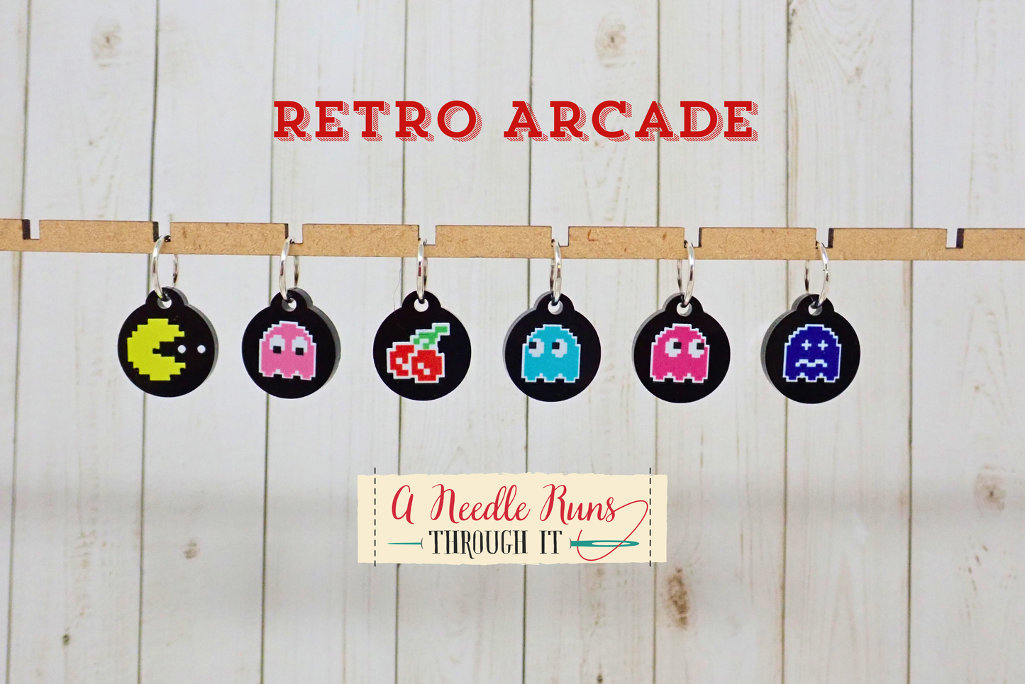 Retro Arcade - Full Color Stitch Markers (set of 6)