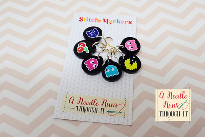 Retro Arcade - Full Color Stitch Markers (set of 6)