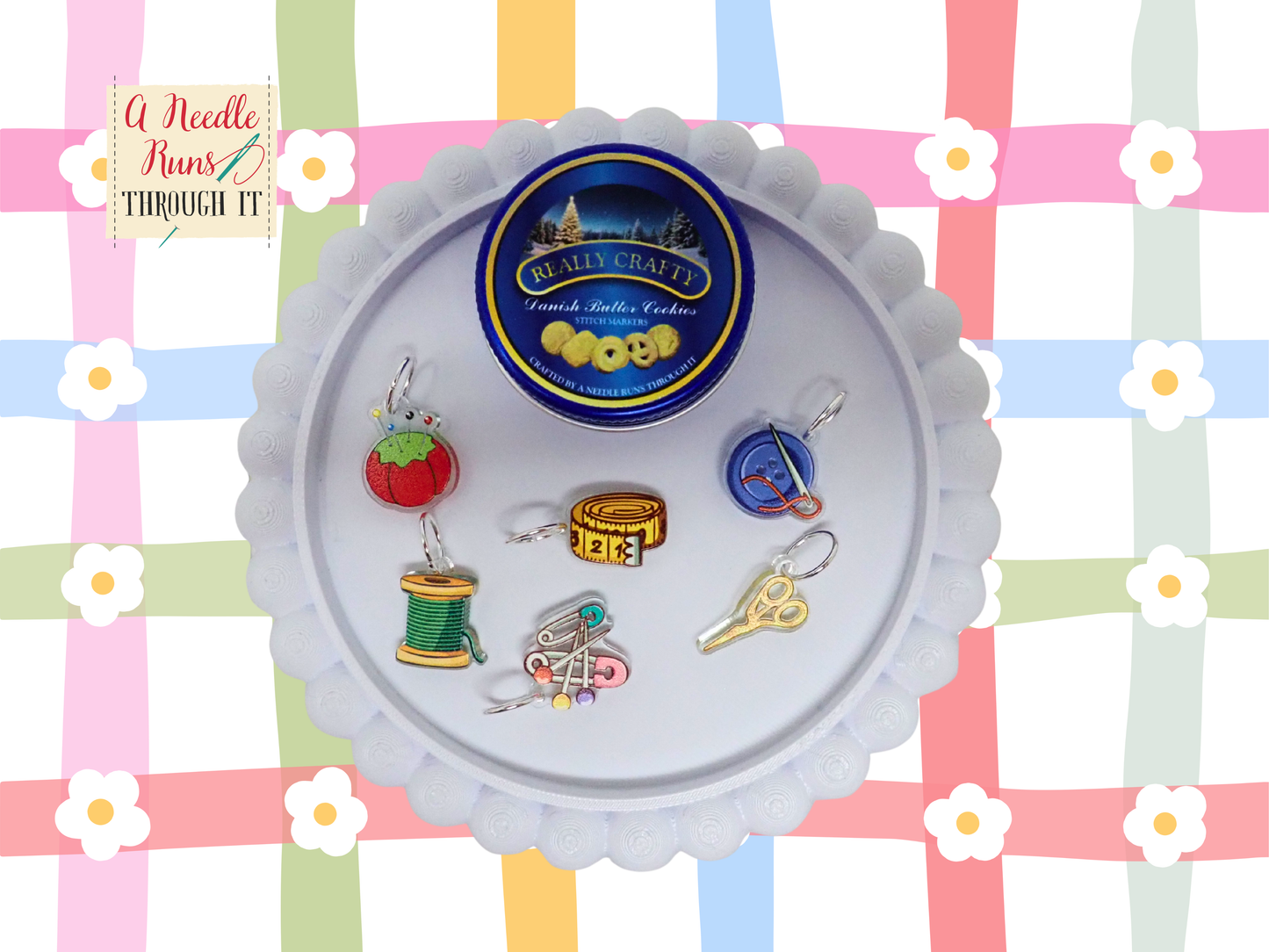 Cookie Tin Sewing Stitch Marker Set