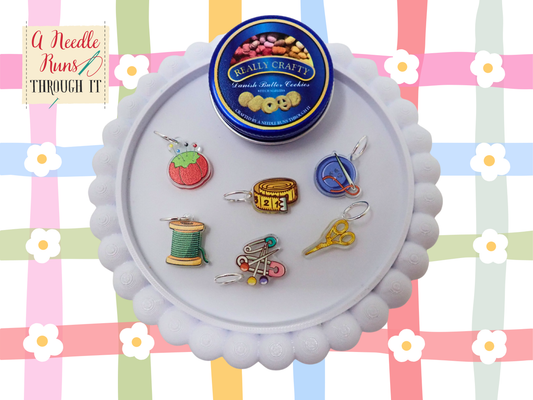 Cookie Tin Sewing Stitch Marker Set