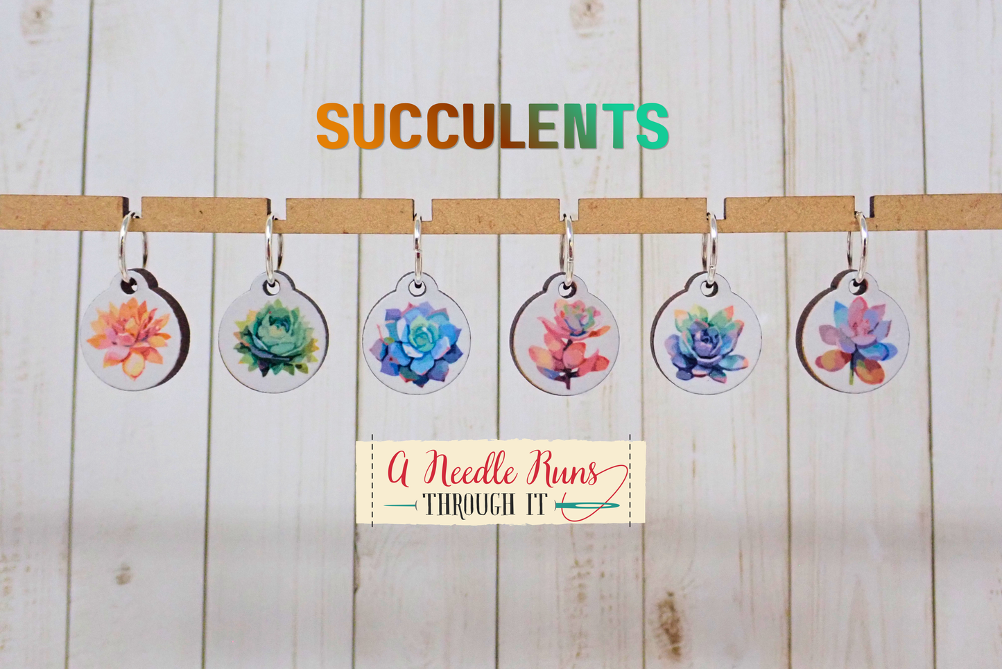 Succulents - Full Color Stitch Markers (set of 6)