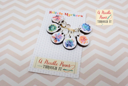 Succulents - Full Color Stitch Markers (set of 6)