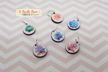 Succulents - Full Color Stitch Markers (set of 6)