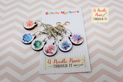 Succulents - Full Color Stitch Markers (set of 6)