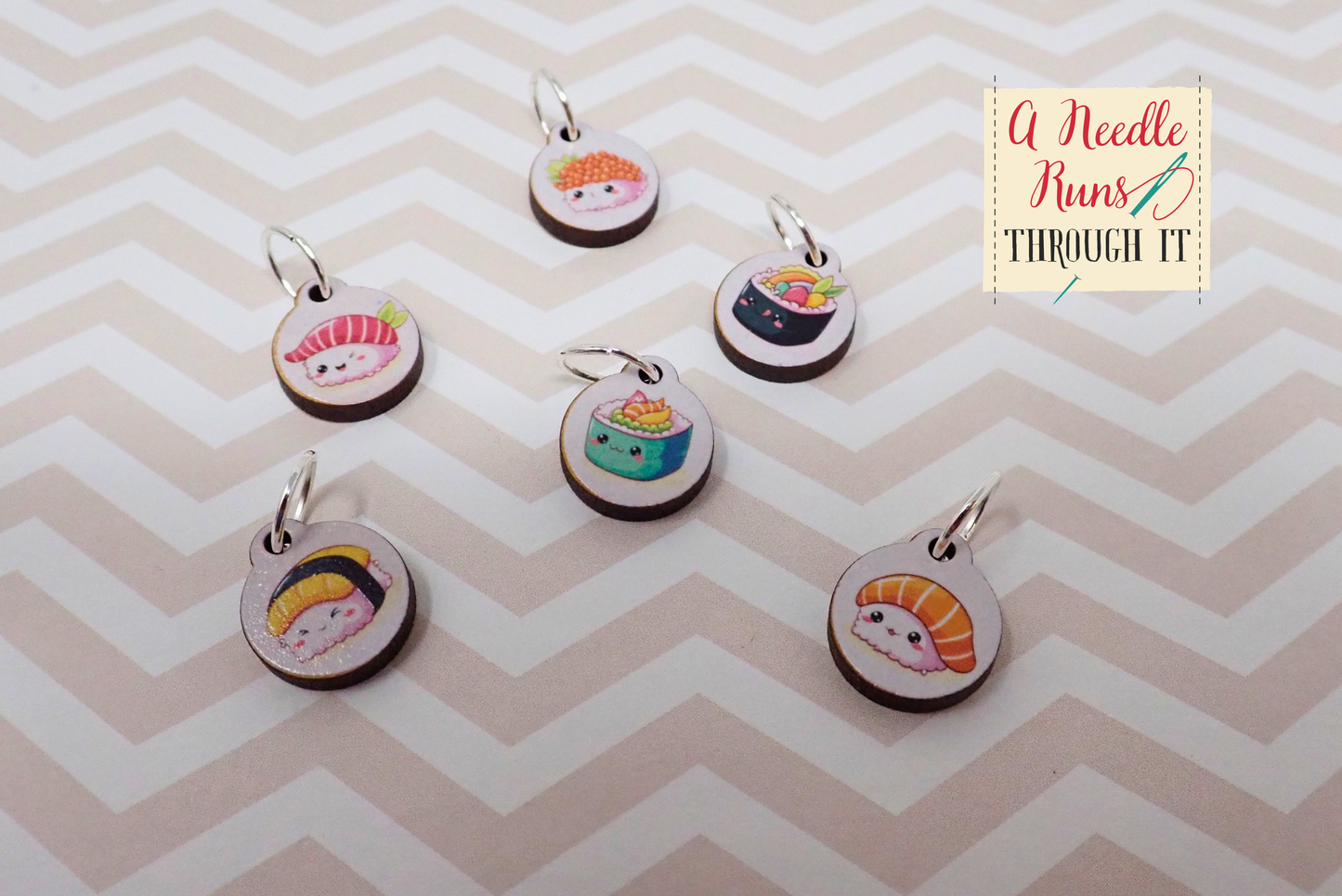Sushi - Full Color Stitch Markers (set of 6)