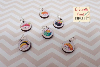 Sushi - Full Color Stitch Markers (set of 6)