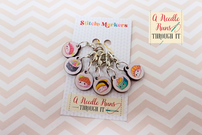 Sushi - Full Color Stitch Markers (set of 6)