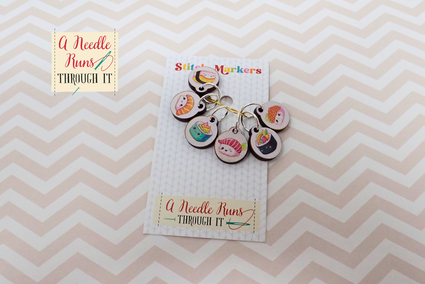 Sushi - Full Color Stitch Markers (set of 6)