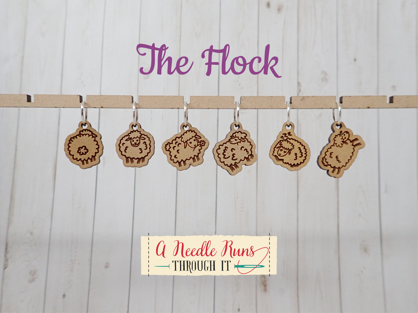 The flock, cute sheep Stitch markers set
