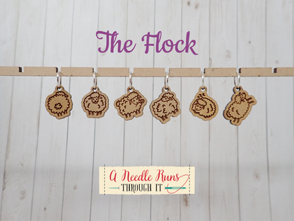 The flock, cute sheep Stitch markers set