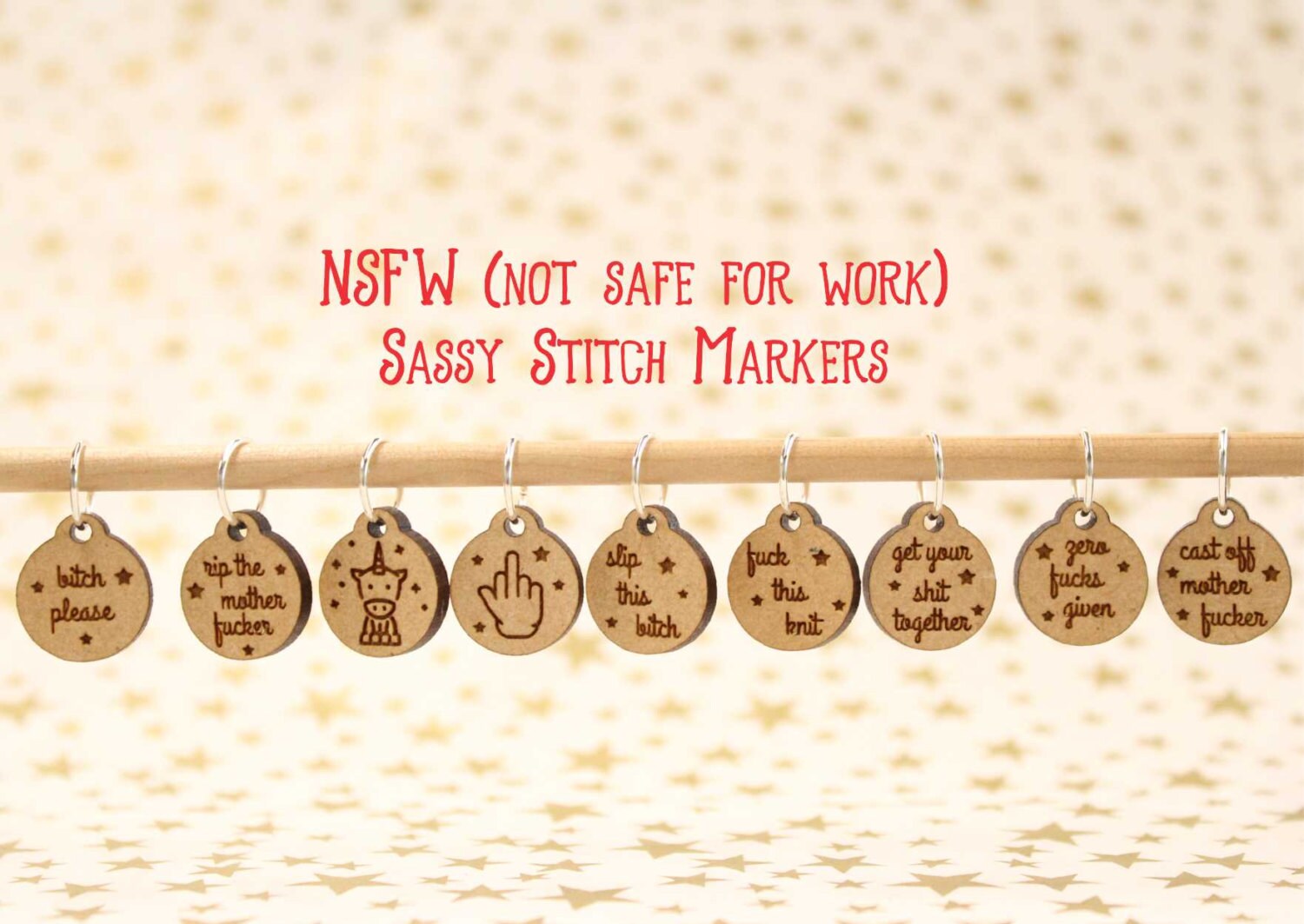 NSFW (not safe for work) Sassy Stitch Markers for Knitting