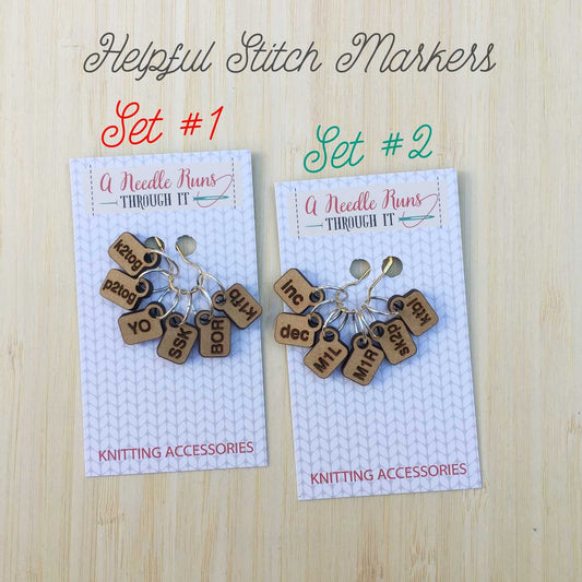 Helpful Stitch Markers, unique knitting stitch markers set, reminder set of stitch markers, Helpful reminder stitch markers
