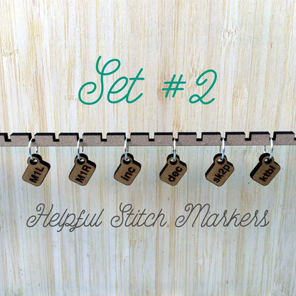 Helpful Stitch Markers, unique knitting stitch markers set, reminder set of stitch markers, Helpful reminder stitch markers