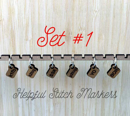Helpful Stitch Markers, unique knitting stitch markers set, reminder set of stitch markers, Helpful reminder stitch markers