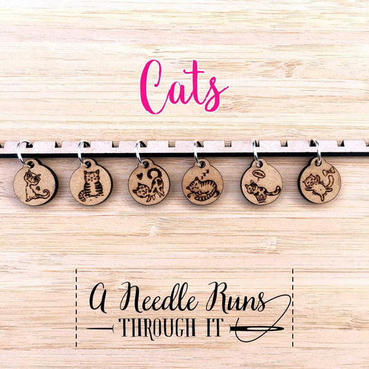 Kitty Cats stitch marker set, snag free stitch markers. cute cats stitch markers for knitting. Snag Free Stitch markers, crochet cat markers