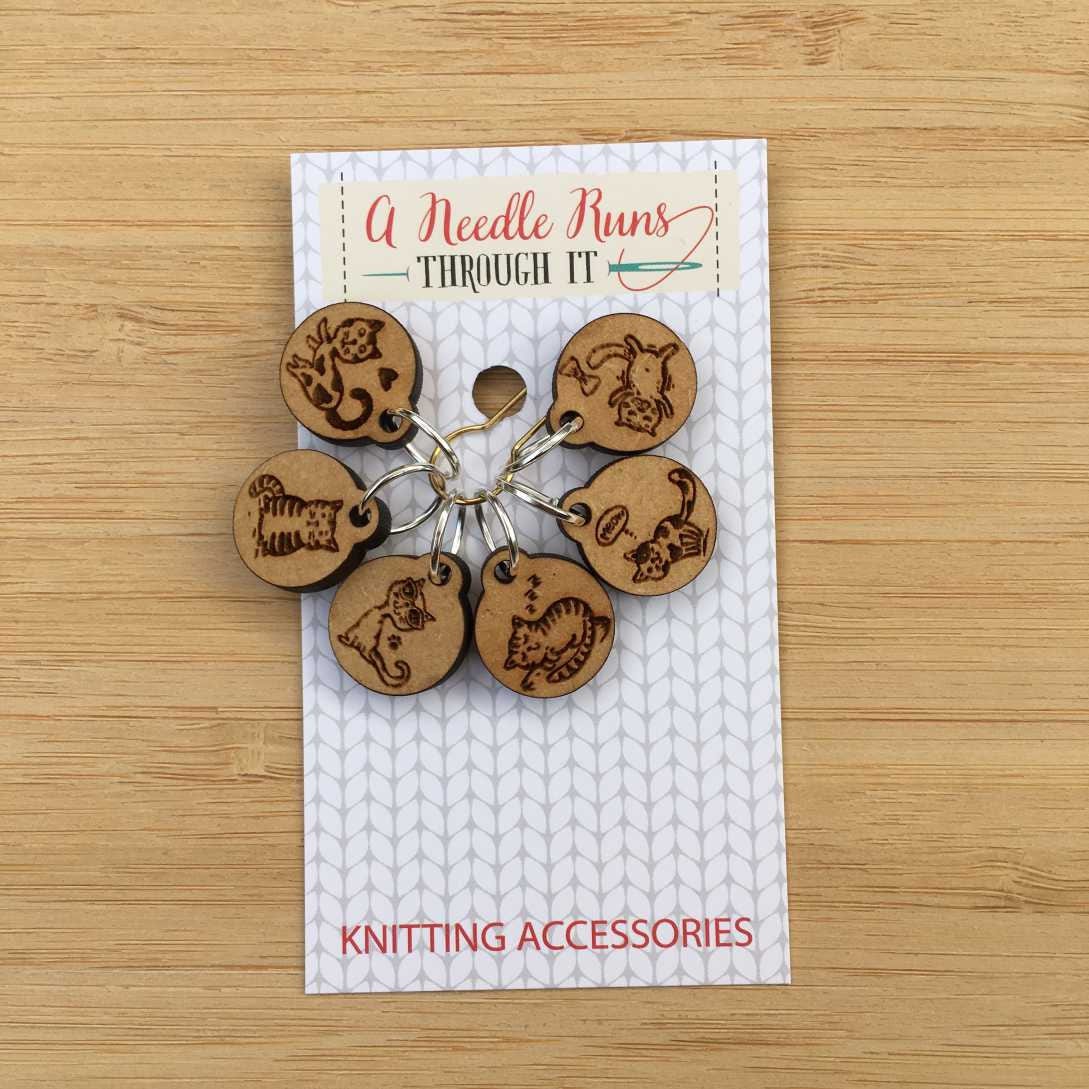 Kitty Cats stitch marker set, snag free stitch markers. cute cats stitch markers for knitting. Snag Free Stitch markers, crochet cat markers