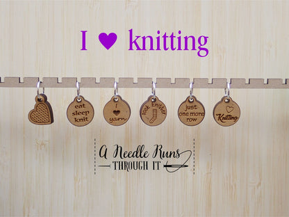 I love knitting Stitch markers set, sock knitter, knitter gift, snag free stitch markers
