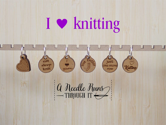 I love knitting Stitch markers set, sock knitter, knitter gift, snag free stitch markers