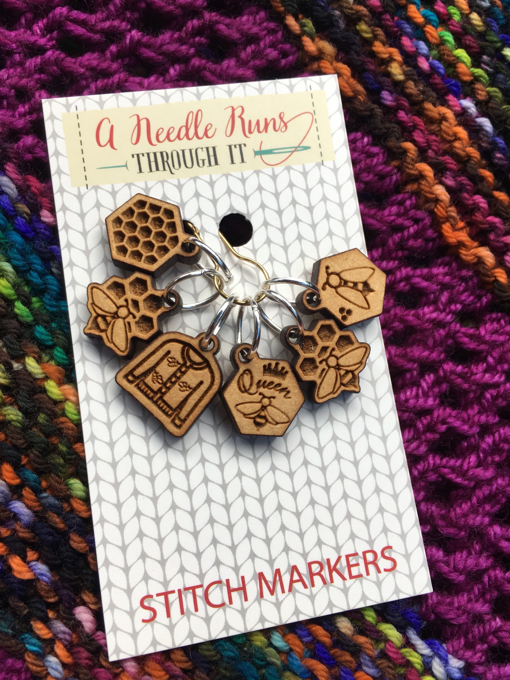 Beekeper Stitch marker set, knitter gift, snag free stitch markers, bee stitch markers, beekeeper stitch markers. Crochet Progress Keepers