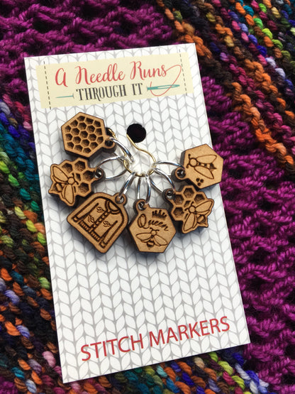 Beekeper Stitch marker set, knitter gift, snag free stitch markers, bee stitch markers, beekeeper stitch markers. Crochet Progress Keepers