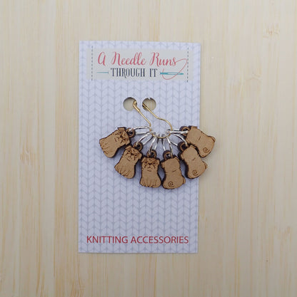 Little pugs, front and back Knitting Stitch markers set, snag free stitch markers. Right Side Wrong side stitch markers