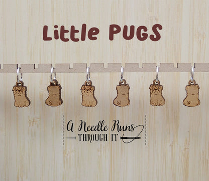 Little pugs, front and back Knitting Stitch markers set, snag free stitch markers. Right Side Wrong side stitch markers