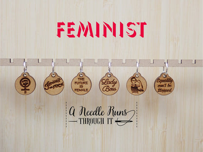 Feminist Stitch markers set, Girl Power, Stocking Stuffer, Rosie the riveter, the future is female stitch markers for knitting and crochet