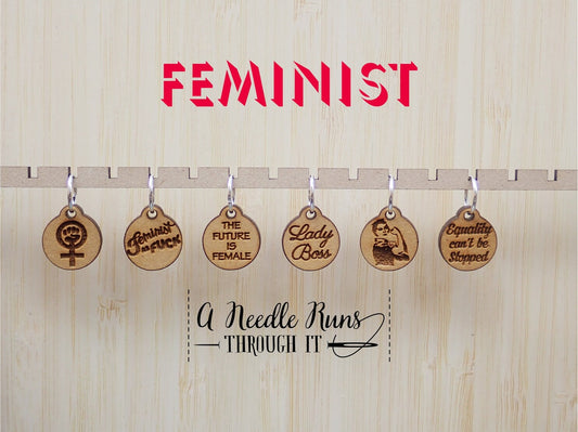 Feminist Stitch markers set, Girl Power, Stocking Stuffer, Rosie the riveter, the future is female stitch markers for knitting and crochet