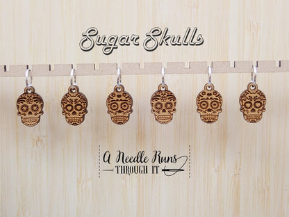 Sugar skulls Stitch marker set, sock knitter, knitter gift, snag free stitch markers,crochet skull stitch markers,dia de los muertos markers