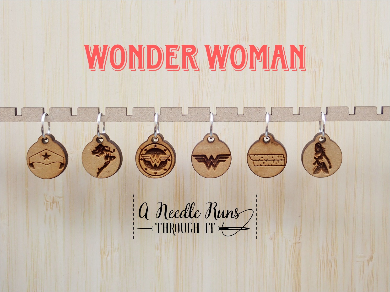 Wonder Woman inspired Stitch markers set, sock knitter, knitter gift, snag free stitch markers, Wonder Woman Crochet progress keepers