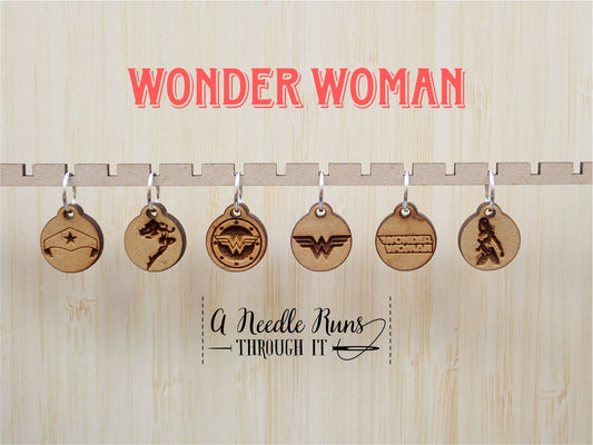 Wonder Woman inspired Stitch markers set, sock knitter, knitter gift, snag free stitch markers, Wonder Woman Crochet progress keepers