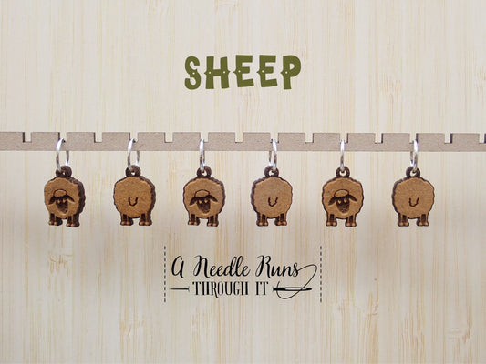 Little Sheep front and back stitch marker set, knitter gift,snag free stitch markers, right side, wrong side markers.Crochet progress keeper