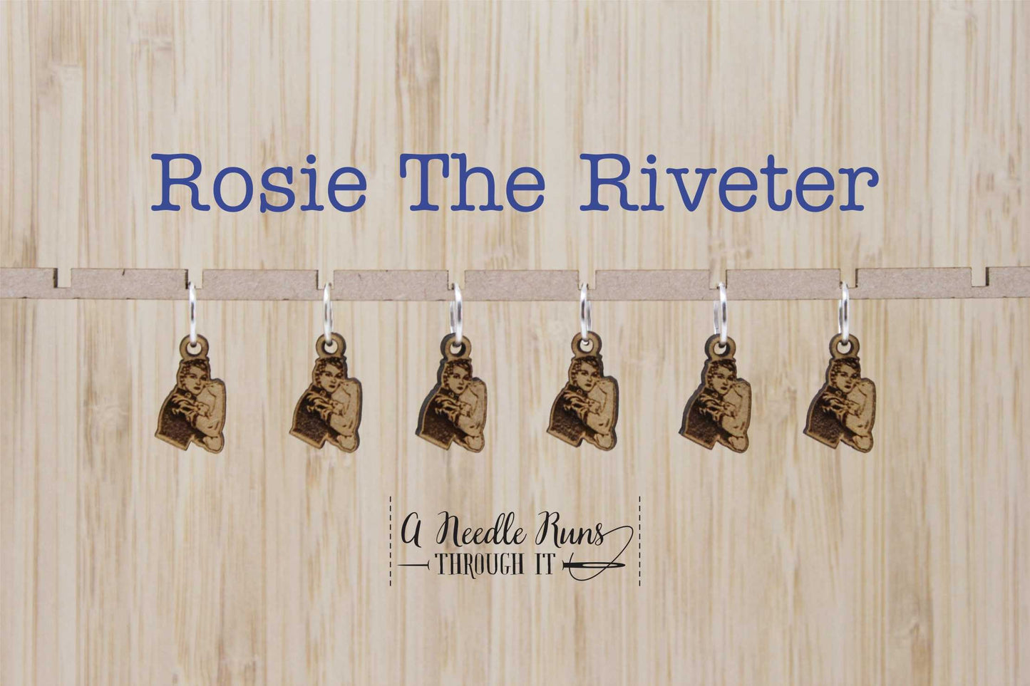 Rosie Stitch marker set, snag free stitch markers. Rosie the Riveter stitch markers for knitting. Snag Free Stitch markers, crochet Feminist