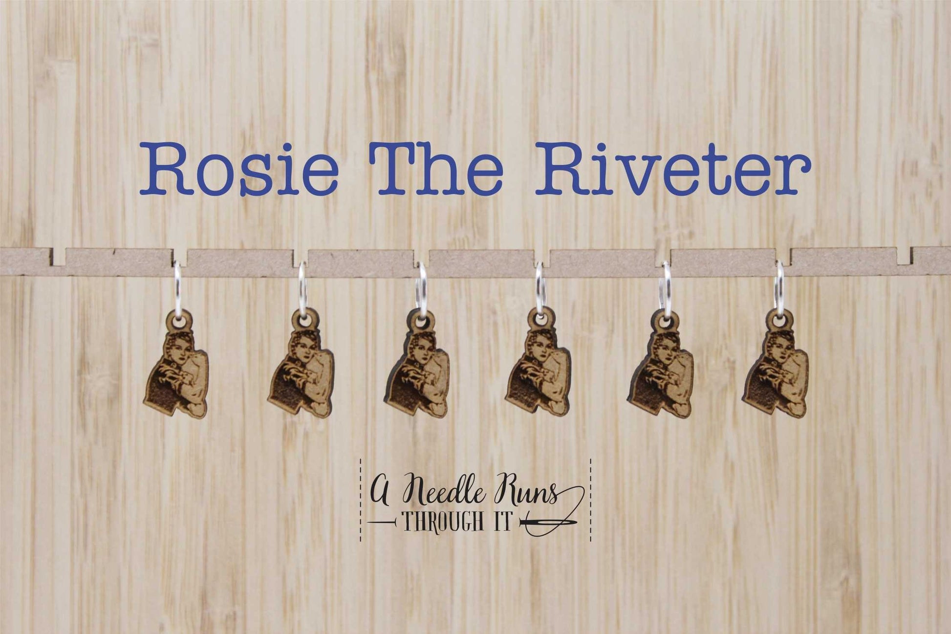 Rosie Stitch marker set, snag free stitch markers. Rosie the Riveter stitch markers for knitting. Snag Free Stitch markers, crochet Feminist