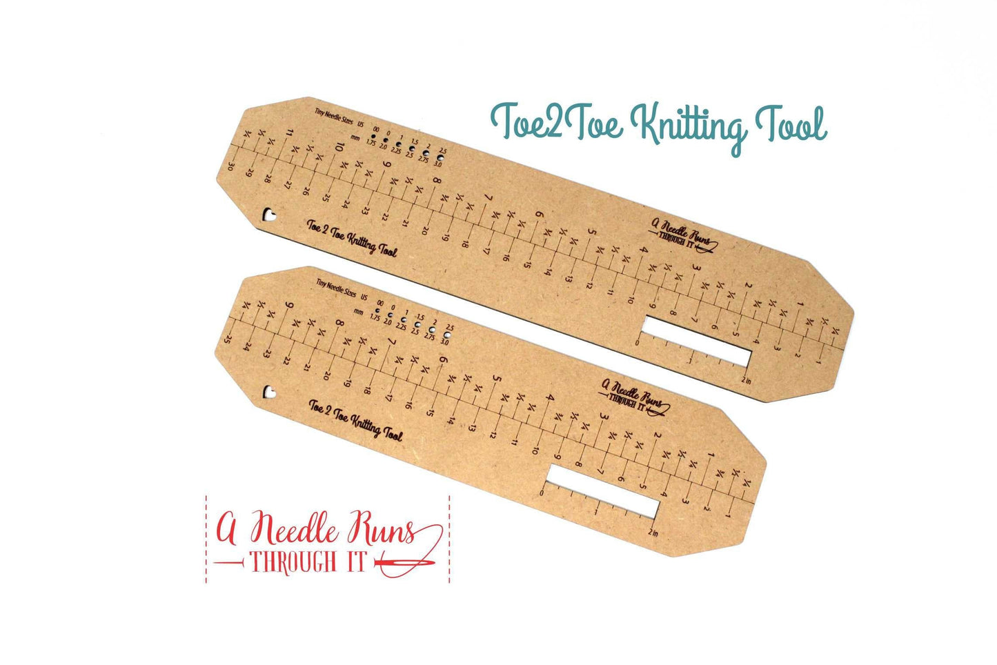 Toe2Toe Knitting tool for Sock Knitting, Kitchener Stitch and bind off Instructions. Knitting Tool for socks. Sock Knitting measuring ruler