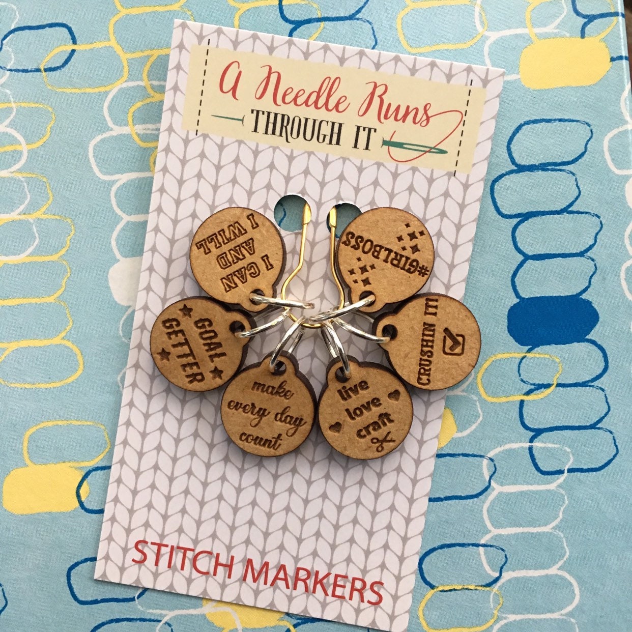Inspirational Stitch markers set, sock knitter, knitter gift,snag free stitch markers,motivational set stitch markers. Clasp crochet markers