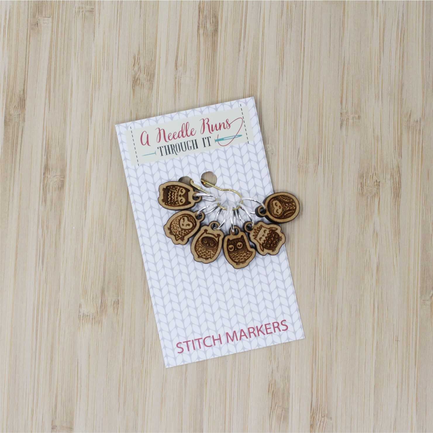 Owls Stitch markers set, snag free stitch markers. Cute wooden owls stitch markers for knitting. Snag Free Stitch markers