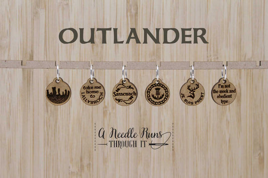 Out lander inspired Stitch markers set, celtic, knitter gift, snag free stitch markers, sassenach stitch marker set, Jamie and Claire