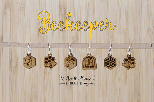 Beekeper Stitch marker set, knitter gift, snag free stitch markers, bee stitch markers, beekeeper stitch markers. Crochet Progress Keepers