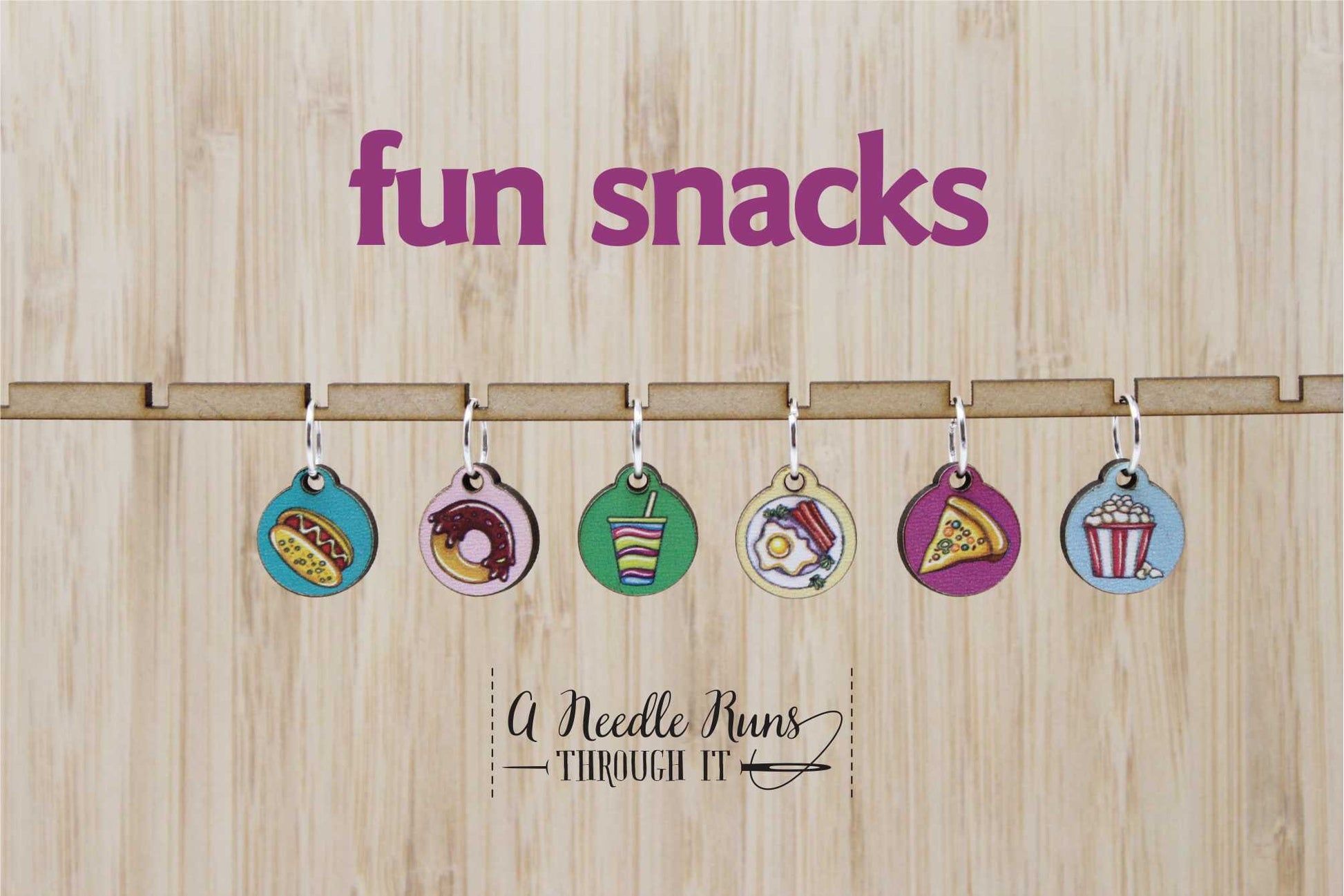 Snack foods Stitch markers set, sock knitter, fun foods knitting markers snag free stitch markers,pizza stitch markers, color stitch markers