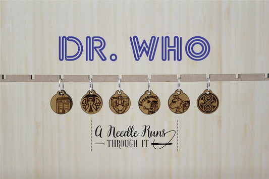 Dr Who Knitting Stitch markers set, dalek, angel, time lord snag free stitch markers, tardis, progress keepers. Whovian stitch markers
