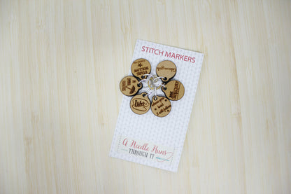 GG knitting stitch markers set, Luke's coffee, Stars Hollow, Dragonfly Inn. Crochet Progress Keepers.