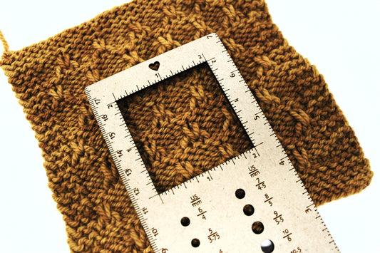 Long Combination Knitting Needle gauge, small needle gauge. Gauge Swatch tool and needle gauge ruler, 2" square gauge swatch ruler