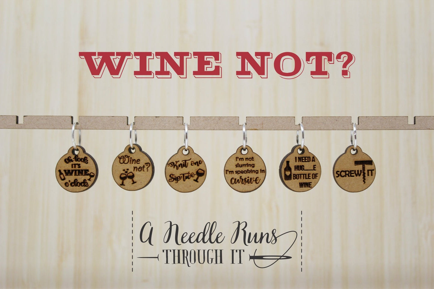Wine not? Knitting or crochet Stitch markers set, knit one sip two stitch markers, crochet clasp marker, progress keepers