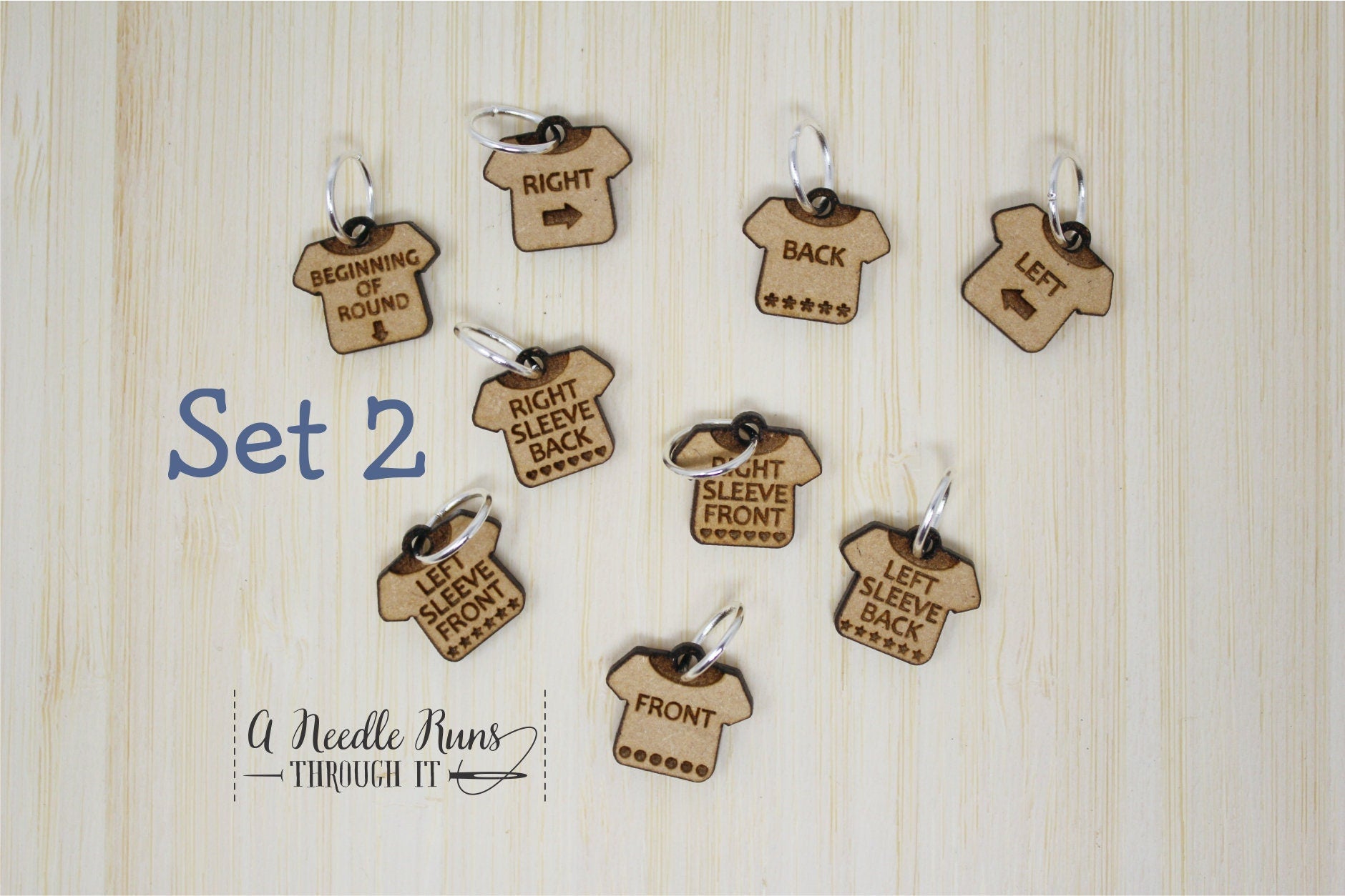 Sweater Helpers stitch marker sets, Helpful stitch markers, increase marker, decrease marker, ruler and pin holder, progress keepers.