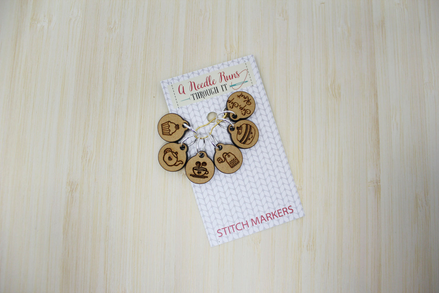 Tea Set Stitch markers set, tea lover, knitter gift. cupcake stitch marker. Tea time stitch marker set. Tea Crochet Progress Keepers