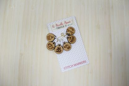 Tea Set Stitch markers set, tea lover, knitter gift. cupcake stitch marker. Tea time stitch marker set. Tea Crochet Progress Keepers
