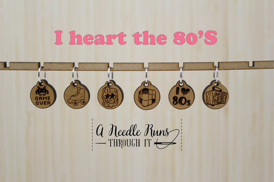 I love the 80's Stitch markers set, knitter gift, snag free stitch markers, stitch markers for knitting or clasp for crochet. Roller skates